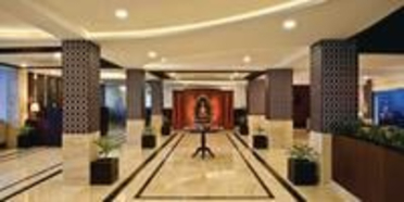 A grand hotel lobby