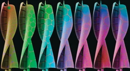 Colorful metallic ribbon-like figures