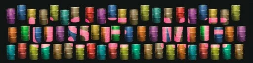 Artwork of colorful buckets