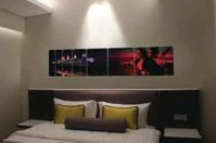 Hotel room with artwork