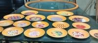 Decorated plates on a table